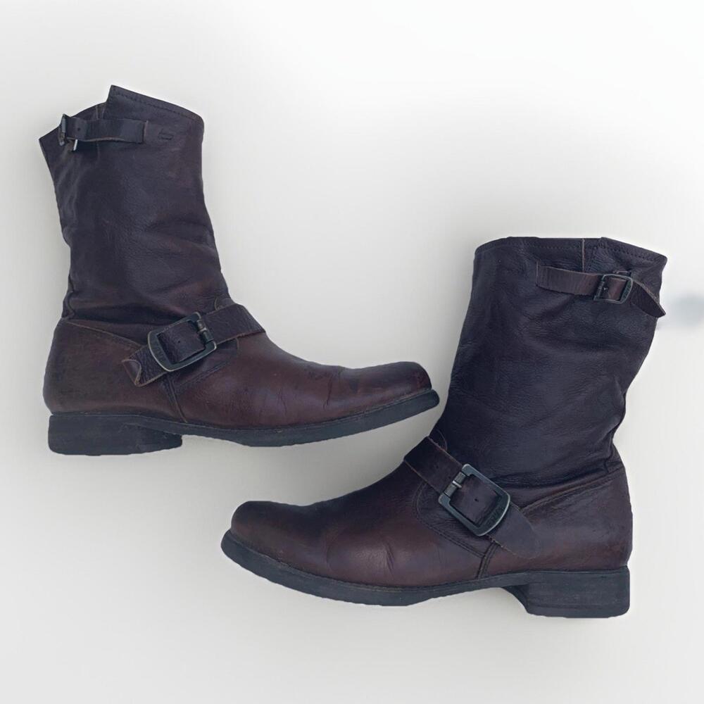 Frye Veronica Short Moto Boots Womens Size 10 Brown Leather Antique Engineer